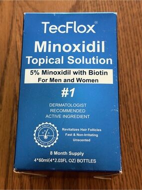 Unisex 5% Minoxidil Topical Solution w/ Biotin 8 Month Supply (4-60ml bottles)
